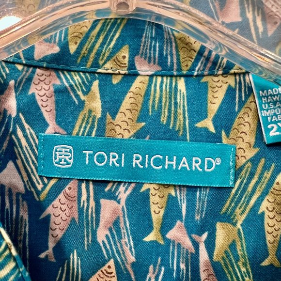 TORI RICHARD Men’s 2XL Aloha Shirt Short Sleeve Button Cotton pocket - Picture 4 of 12